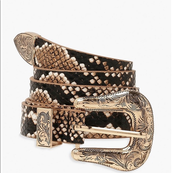 Accessories - Snake Print Western Belt